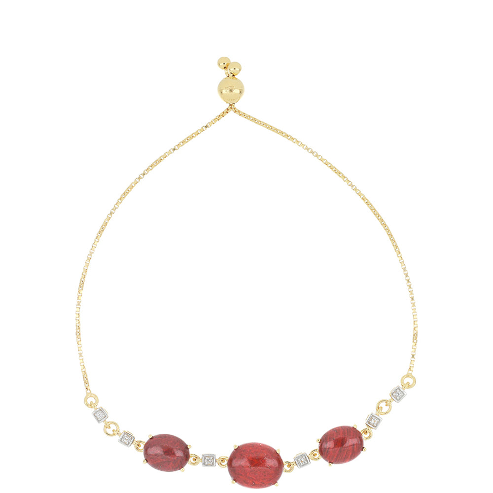 Bransoletka srebrna pozłacana z czerwonym jaspisem i białym topazem