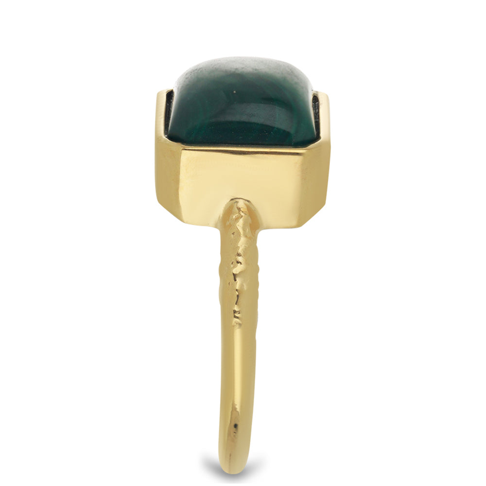 Pierścionek srebrny pozłacany z malachitem