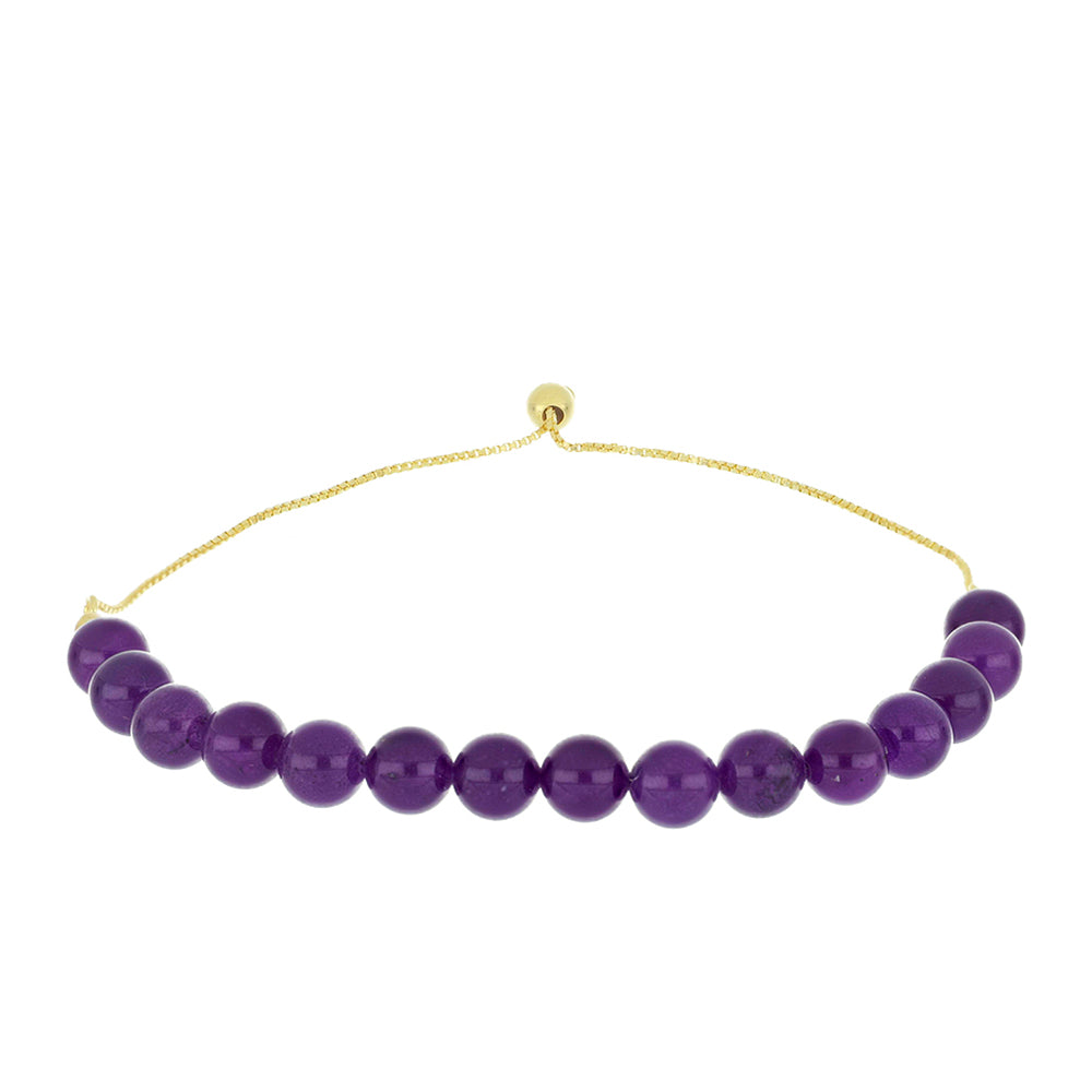 Bransoletka srebrna pozłacana z purpurowym agatem