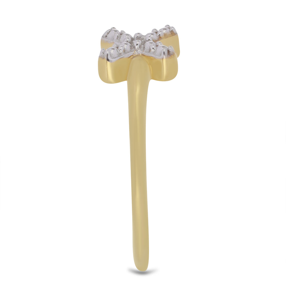 Pierścionek srebrny pozłacany z białym diamentem