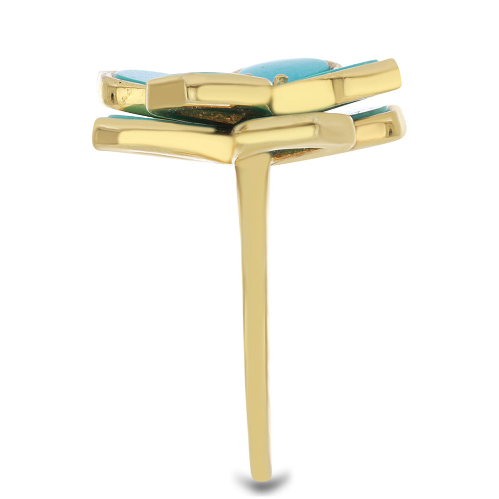 Pierścionek srebrny pozłacany z niebieskim turkusem