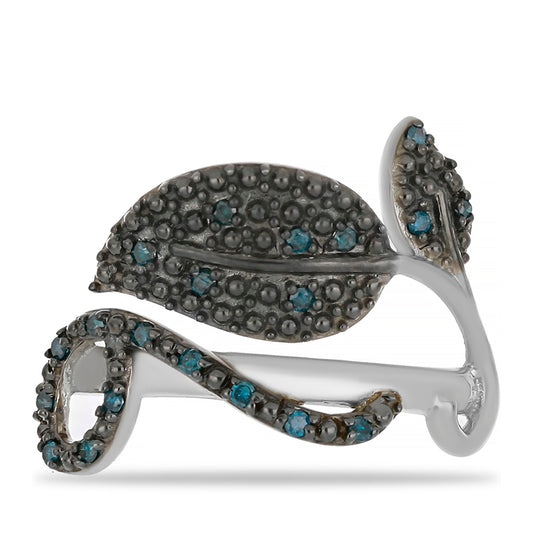 Pierścionek ze srebra próby 925 z niebieskim diamentem