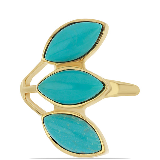 Pierścionek srebrny pozłacany z niebieskim turkusem