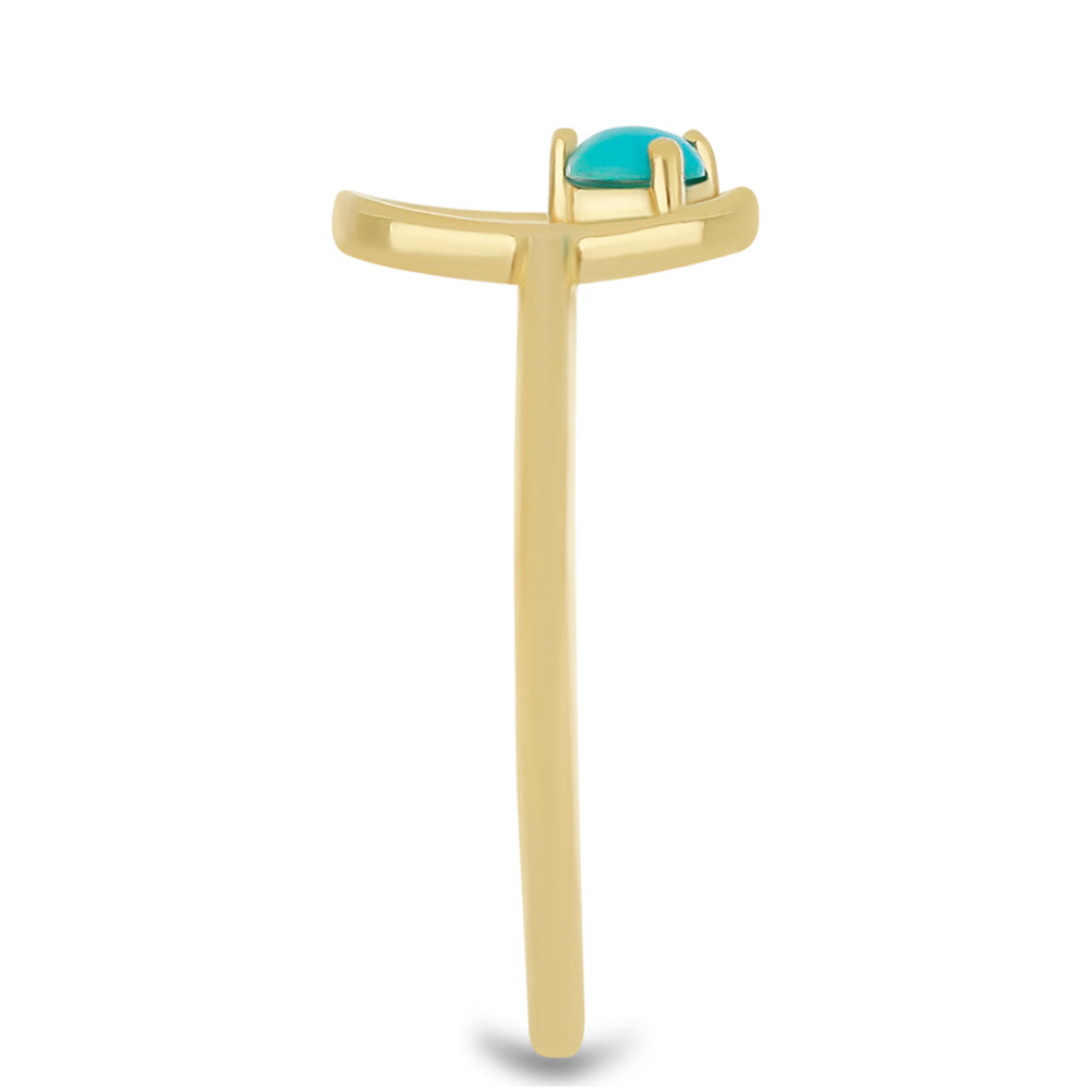 Pierścionek srebrny pozłacany z niebieskim turkusem