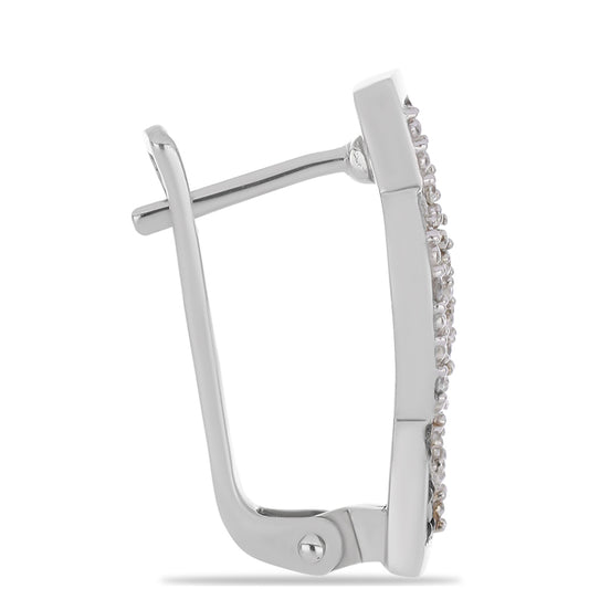 Kolczyki ze srebra próbe 925 z zielonym diamentem i białym diamentem