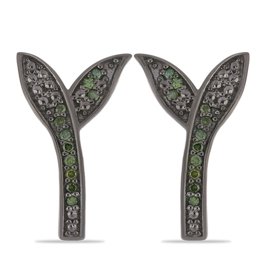 Kolczyki ze srebra próbe 925 z zielonym diamentem