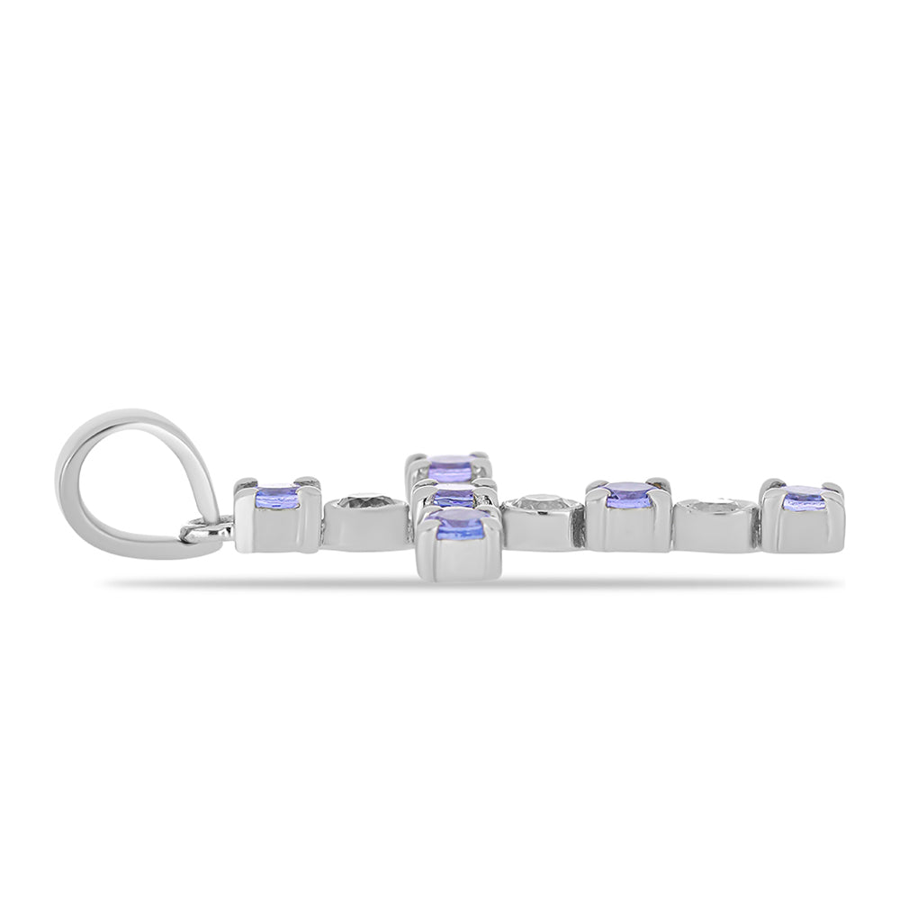 Zawieszka ze srebra próba 925 z tanzanitem klasy AA i białym topazem