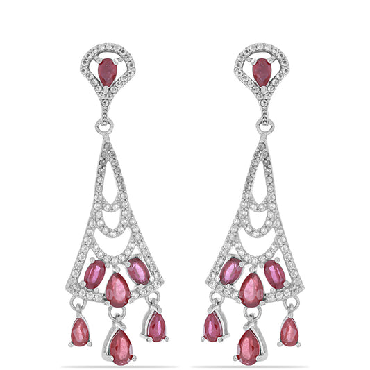 Kolczyki ze srebra próbe 925 z malgaskim rubinem i białym topazem