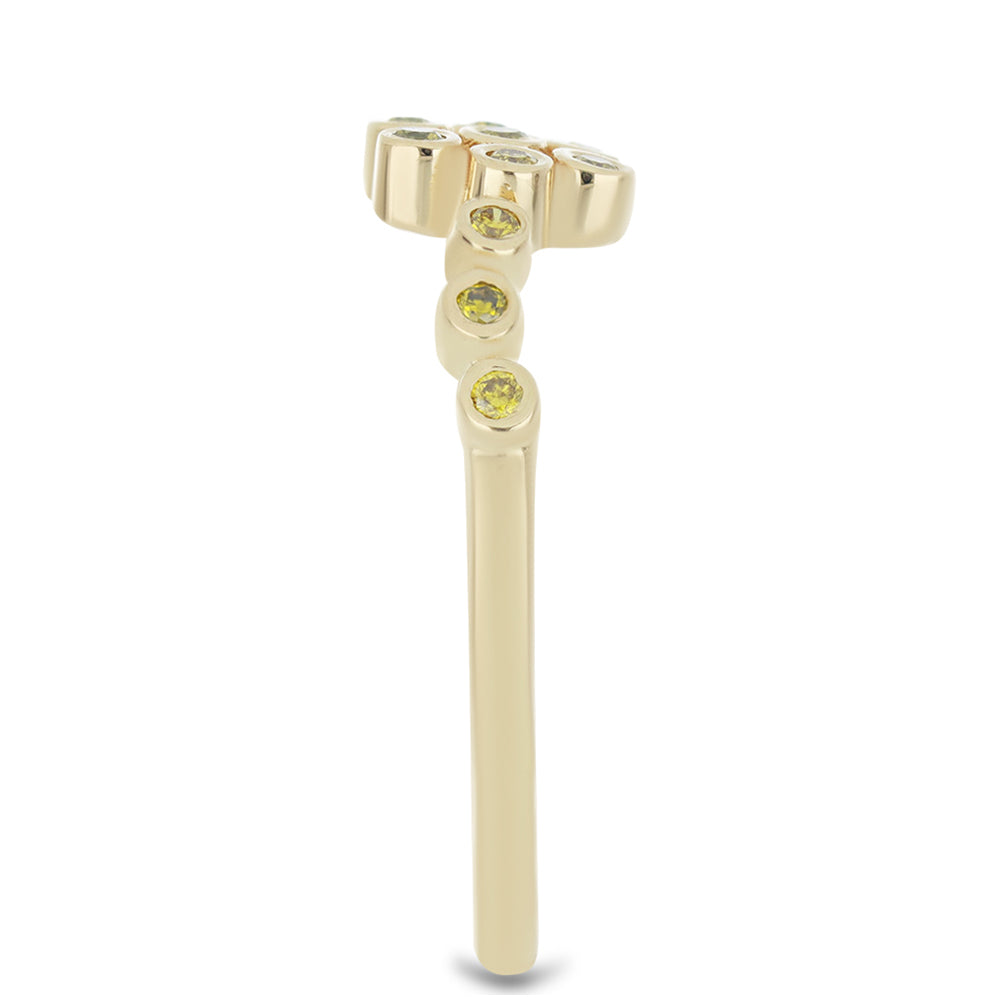 Pierścionek srebrny pozłacany z żółtym diamentem