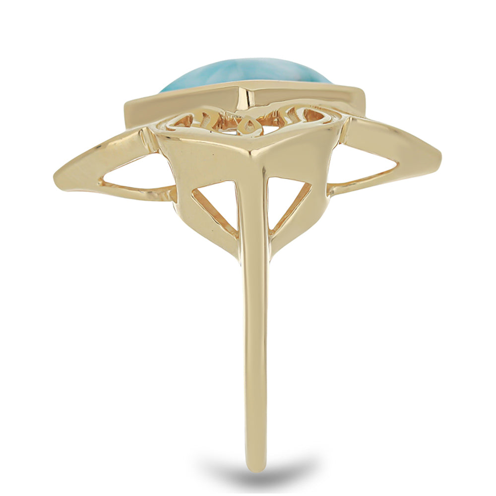 Pierścionek srebrny pozłacany z larimarem