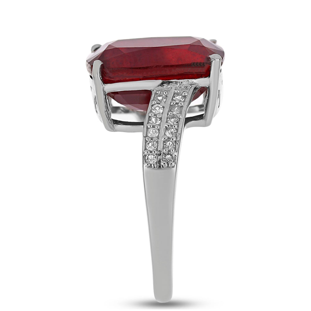 Pierścionek ze srebra próby 925 z malgaskim rubinem i białym topazem