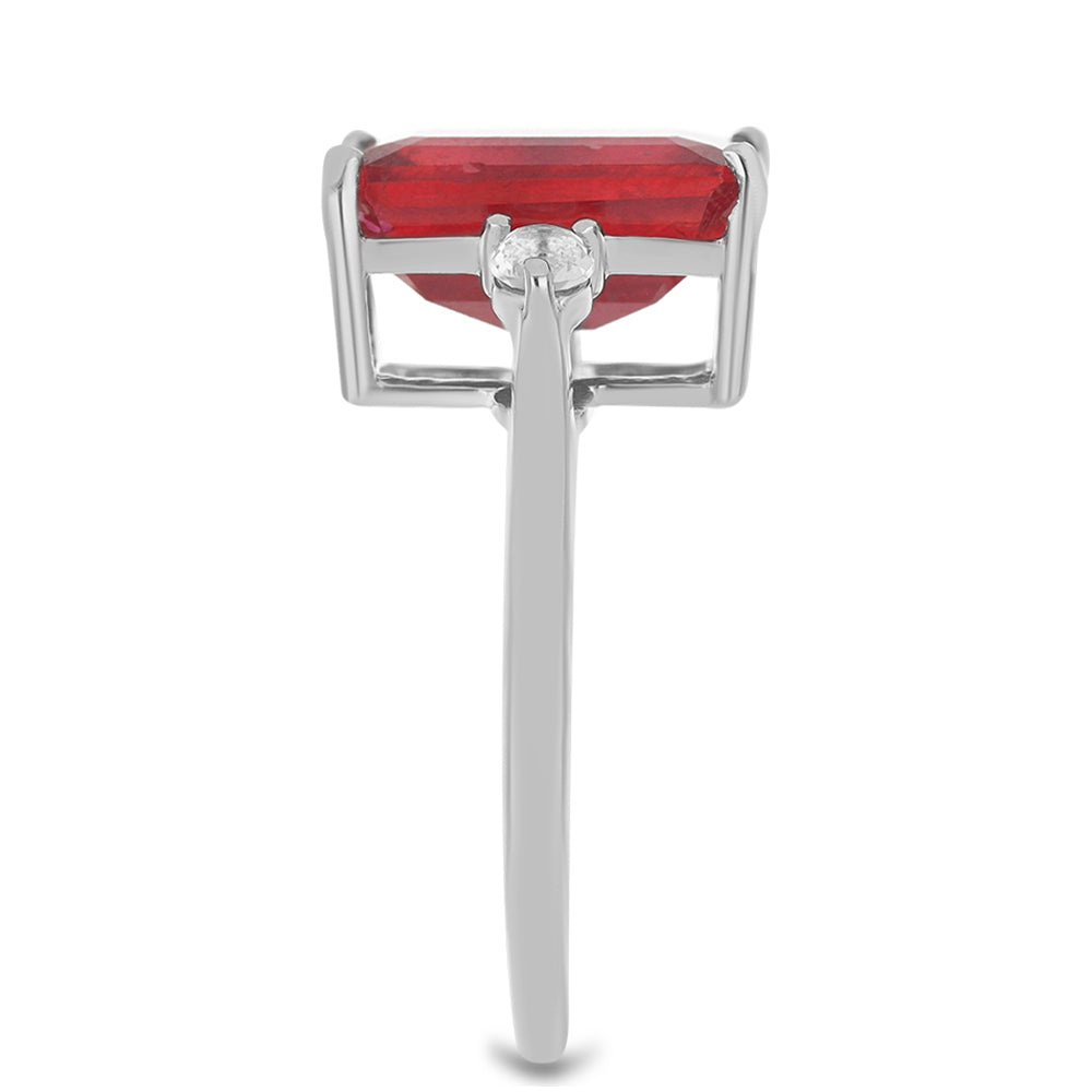 Pierścionek ze srebra próby 925 z malgaskim rubinem i białym topazem