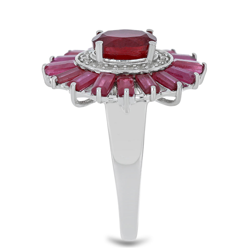 Pierścionek ze srebra próby 925 z malgaskim rubinem i białym topazem