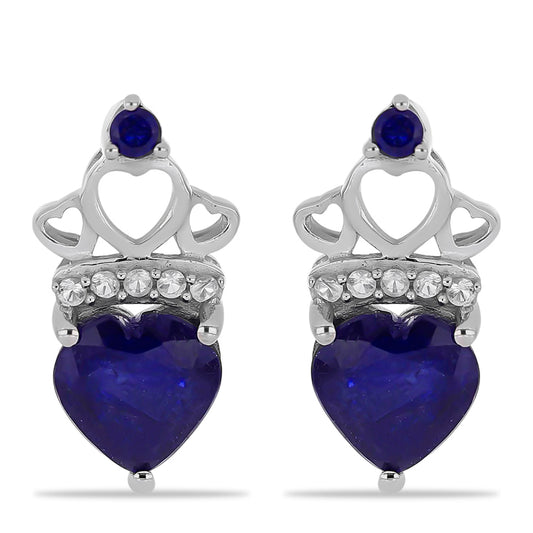 Kolczyki ze srebra próbe 925 z australijskim niebieskim szafirem i białym topazem