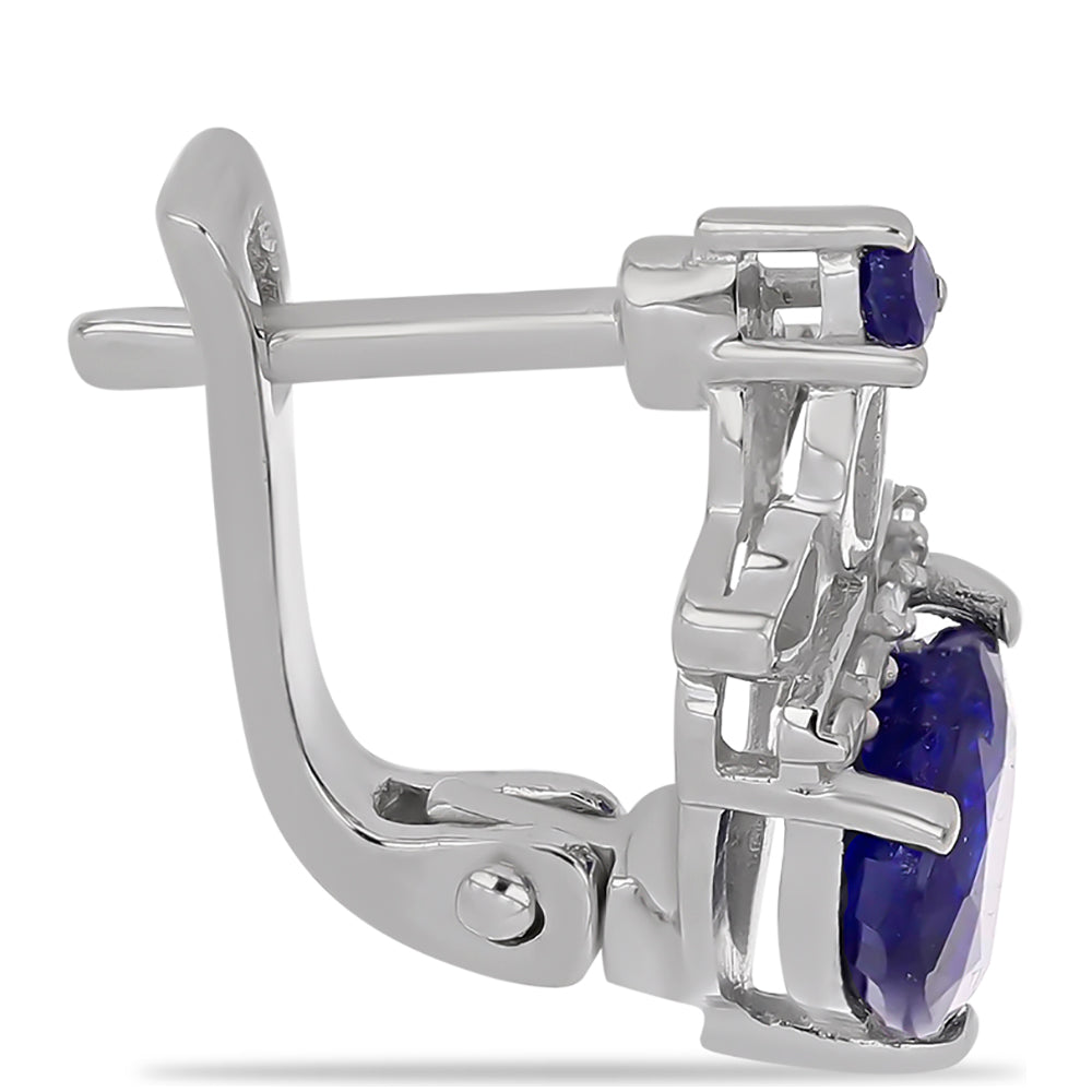 Kolczyki ze srebra próbe 925 z australijskim niebieskim szafirem i białym topazem