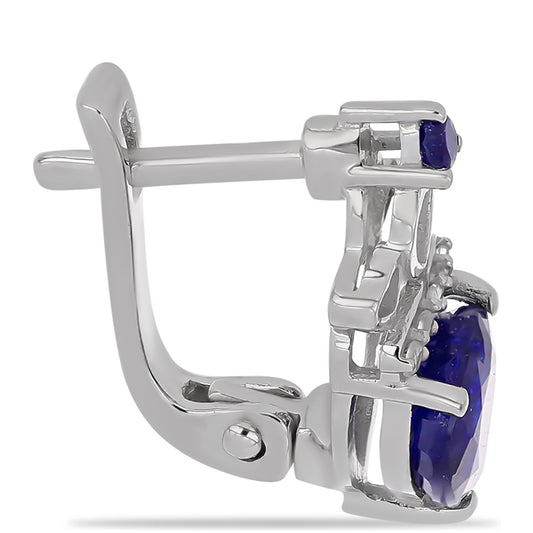 Kolczyki ze srebra próbe 925 z australijskim niebieskim szafirem i białym topazem