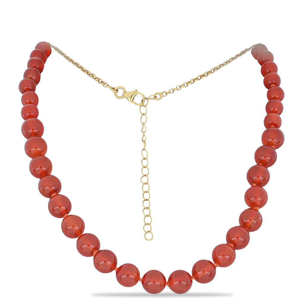 Naszyjnik srebrny pozłacany z czerwonym chalcedonem