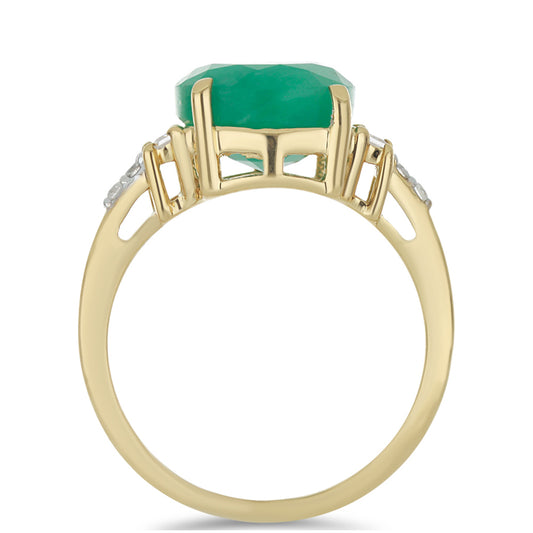 Pierścionek srebrny pozłacany z brazylijskim szmaragdem i białym cyrkonem