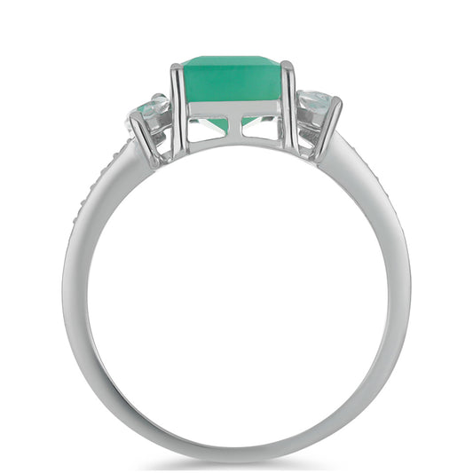 Pierścionek ze srebra próby 925 z brazylijskim szmaragdem i białym topazem