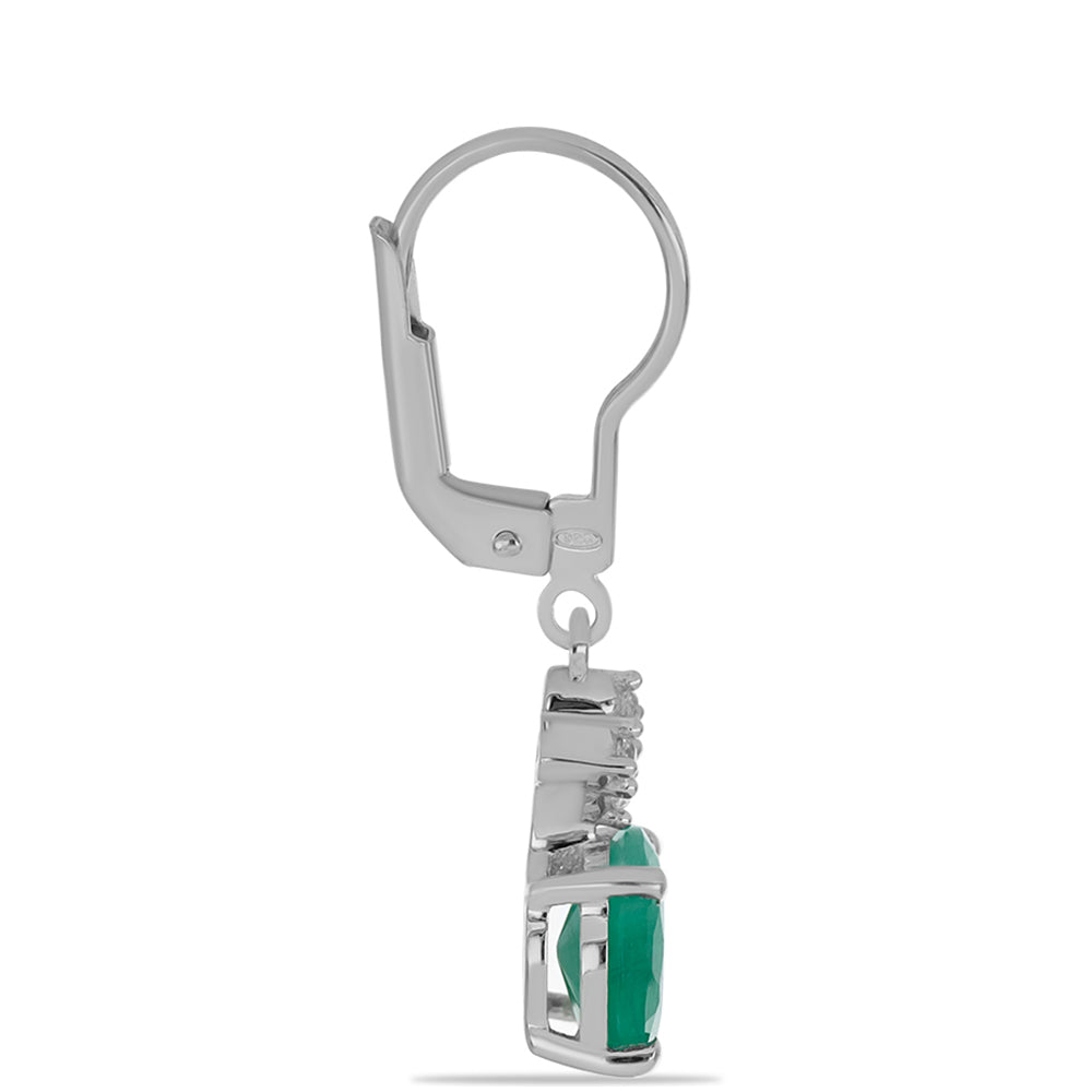 Kolczyki ze srebra próbe 925 z brazylijskim szmaragdem i białym topazem