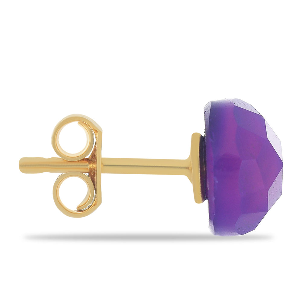 Kolczyki srebrne pozłacane z purpurowym agatem