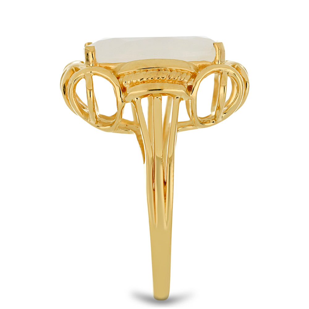 Pierścionek srebrny pozłacany z tęczowym kamieniem księżycowym