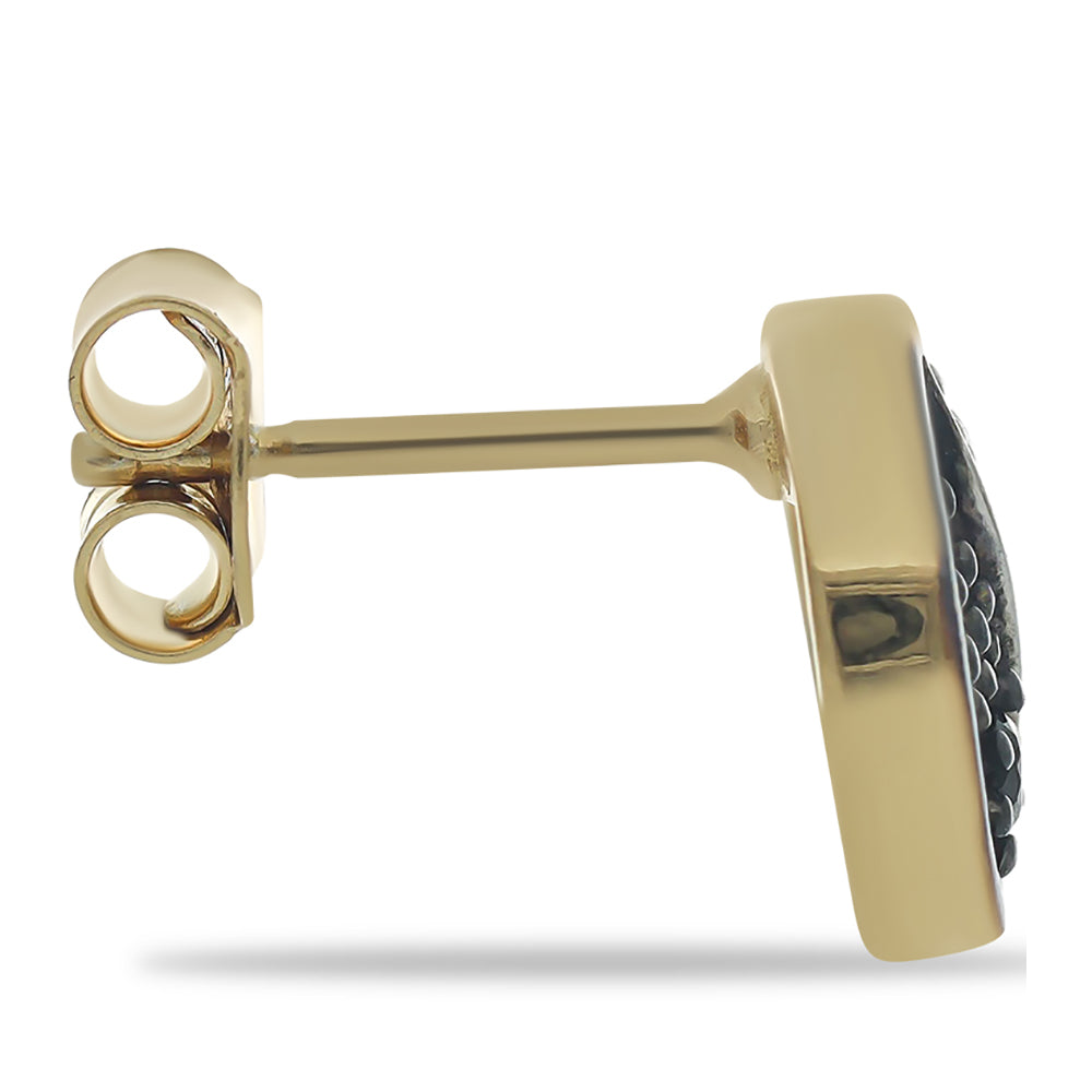 Kolczyki srebrne pozłacane z czarnym spinelem i białym topazem