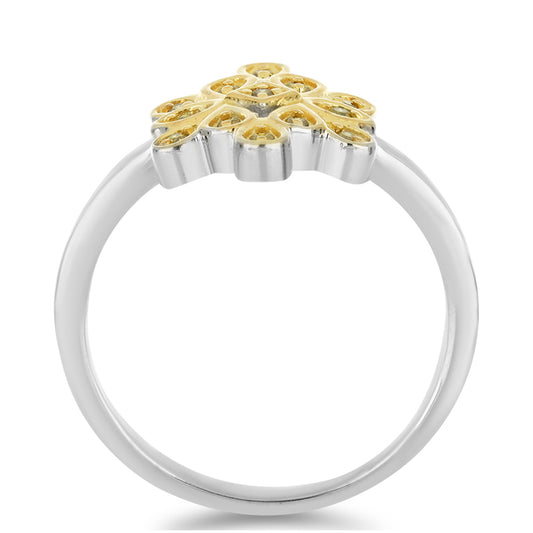 Pierścionek ze srebra próby 925 z żółtym diamentem