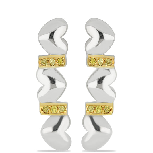 Kolczyki ze srebra próbe 925 z żółtym diamentem
