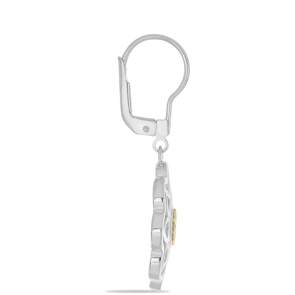 Kolczyki ze srebra próbe 925 z żółtym diamentem