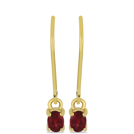 Kolczyki z 9K złota z czerwonym spinelem