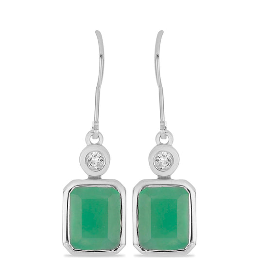 Kolczyki ze srebra próbe 925 z brazylijskim szmaragdem i białym topazem