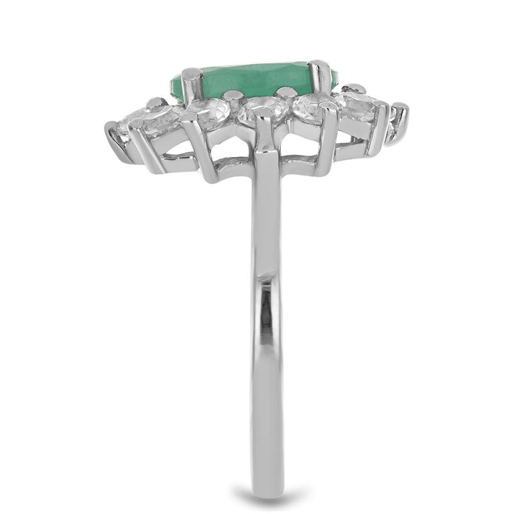 Pierścionek ze srebra próby 925 z brazylijskim szmaragdem i białym topazem