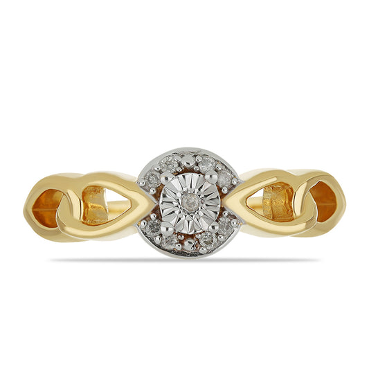 Pierścionek srebrny pozłacany z białym diamentem