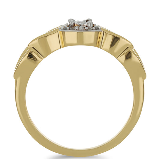 Pierścionek srebrny pozłacany z białym diamentem