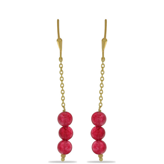 Kolczyki srebrne pozłacane z różowym onyksem