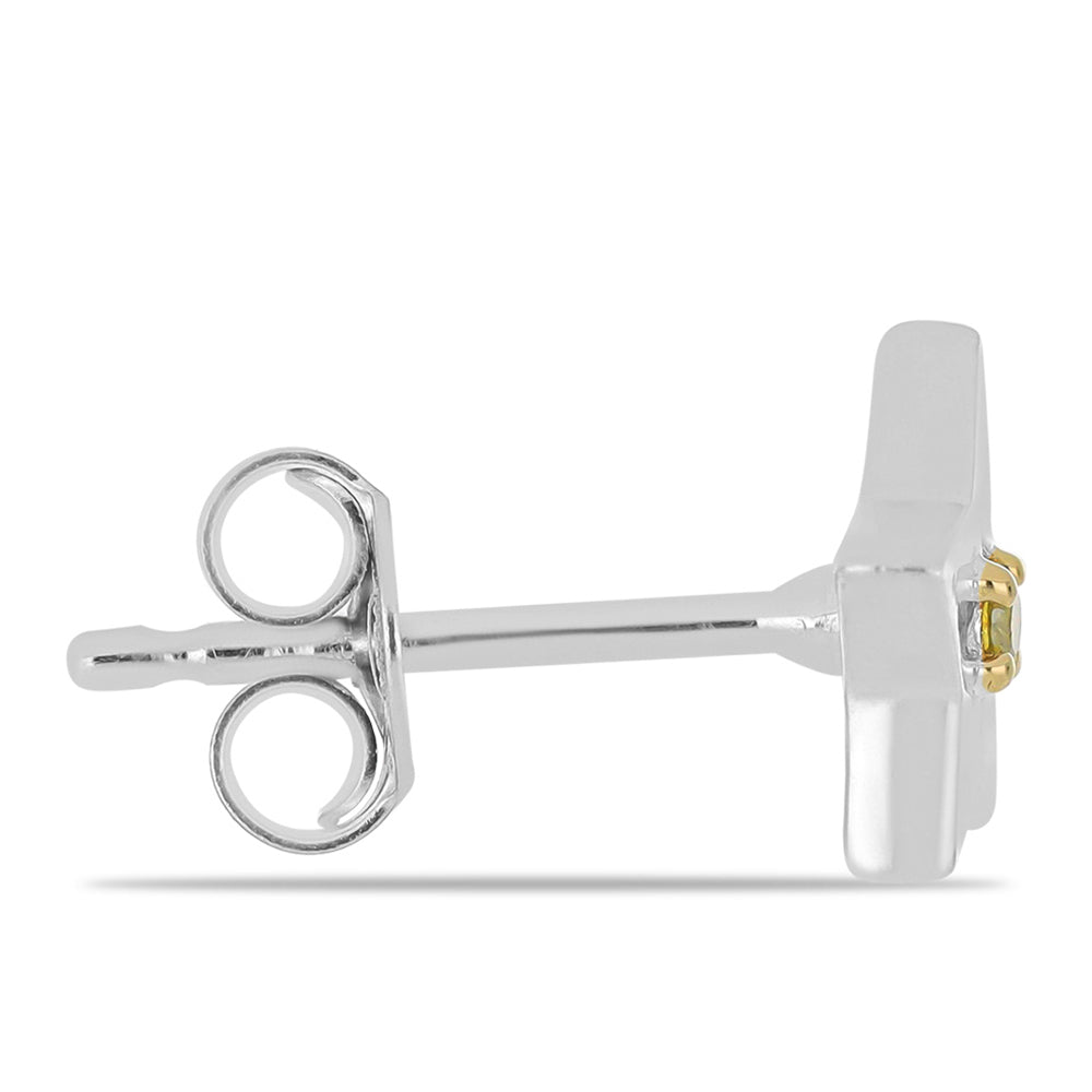 Kolczyki srebrne pozłacane srebra z żółtym diamentem