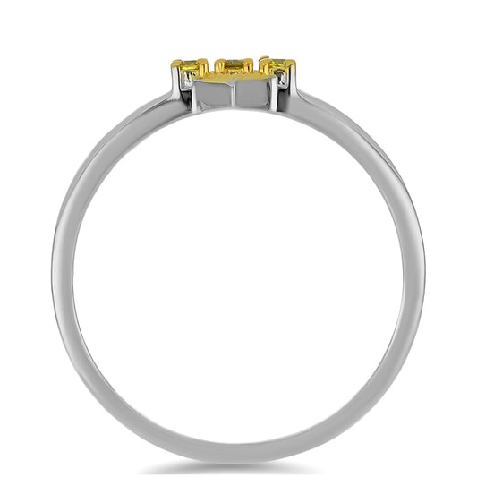 Pierścionek srebrny pozłacany srebra z żółtym diamentem