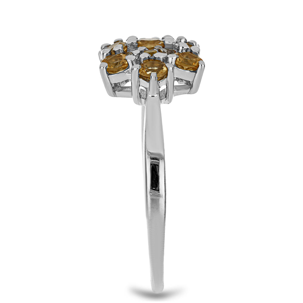 Pierścionek ze srebra próby 925 z cytrynem uralskim i białym topazem