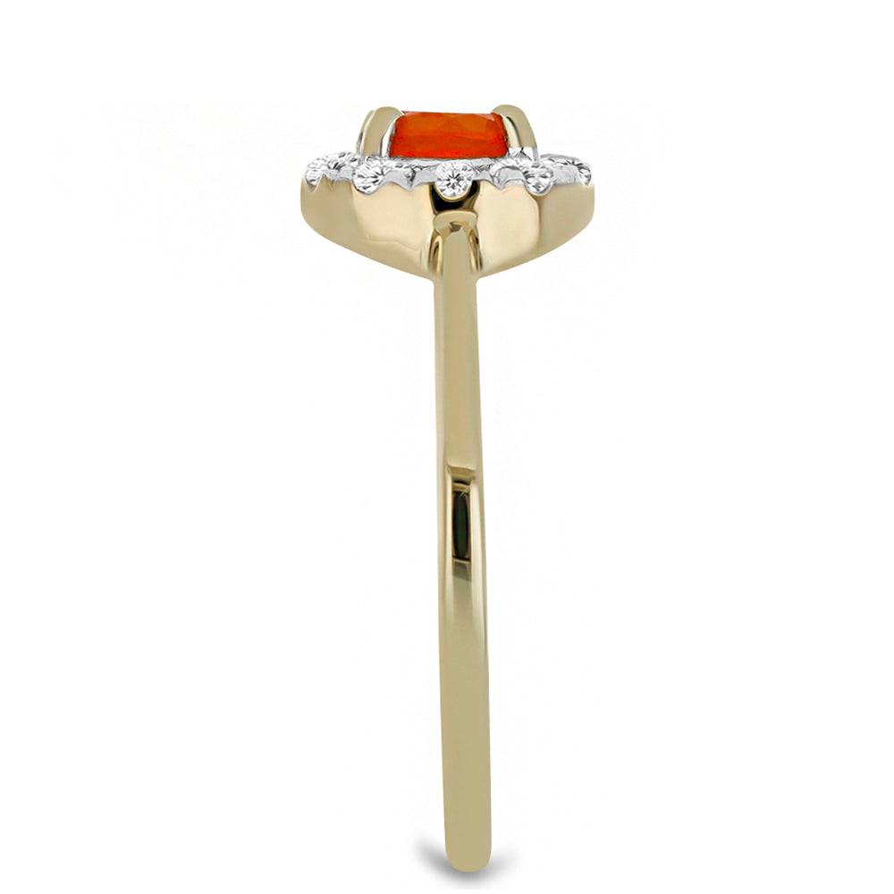 Pierścionek srebrny pozłacany z karneolem i białym topazem