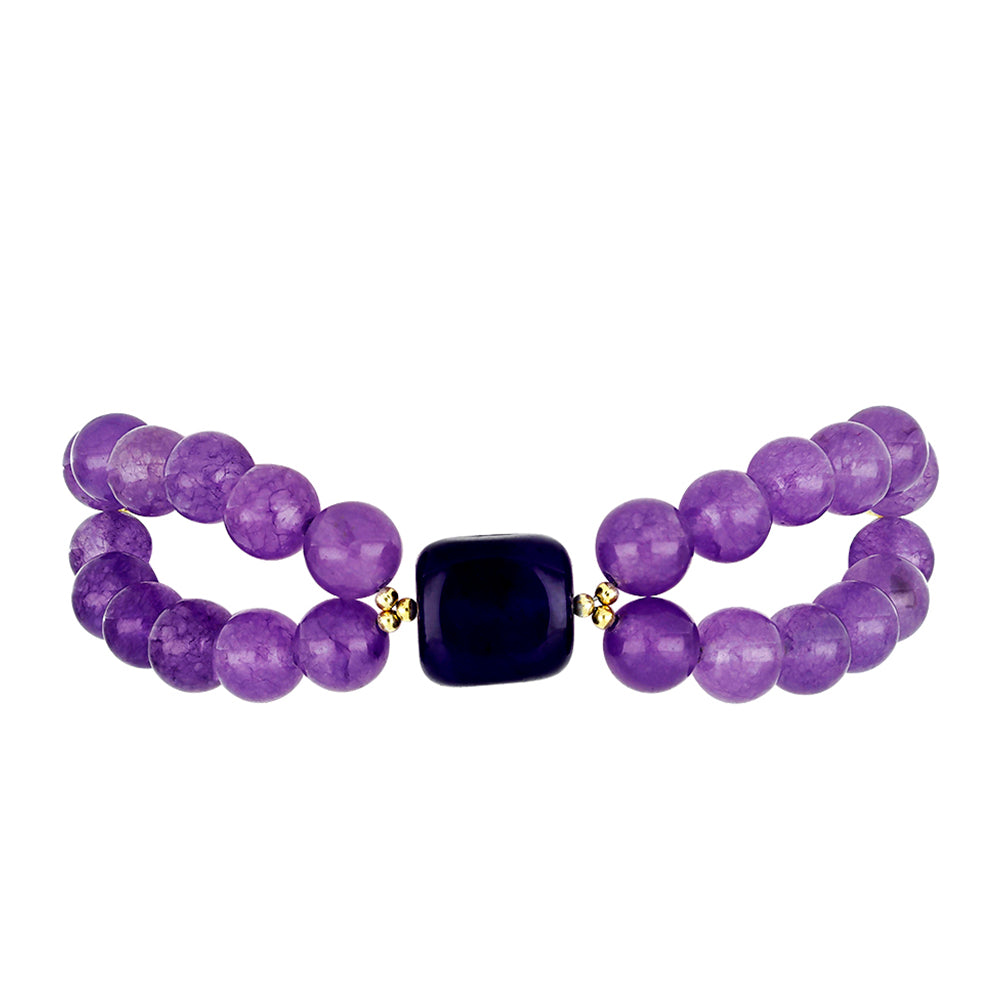 Bransoletka srebrna pozłacana z purpurowym agatem