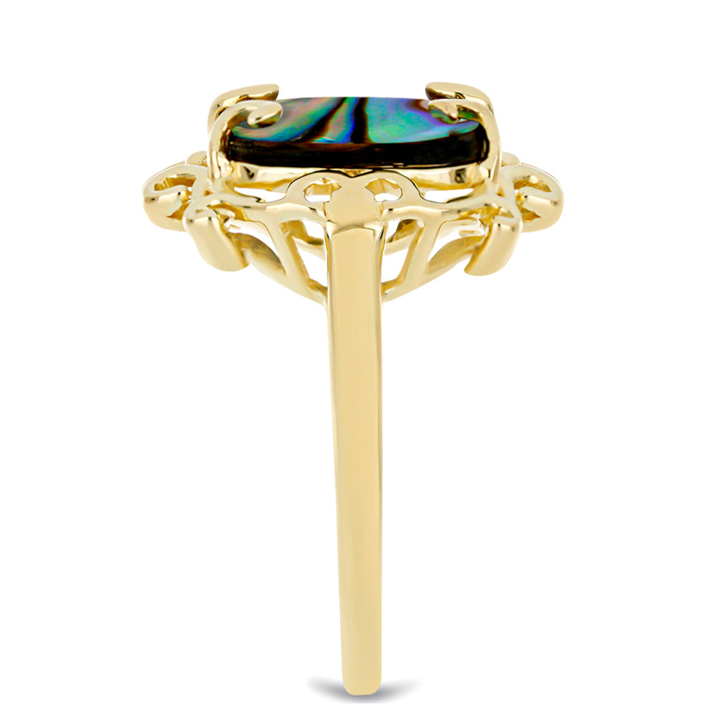 Pierścionek srebrny pozłacany z czarną perłą