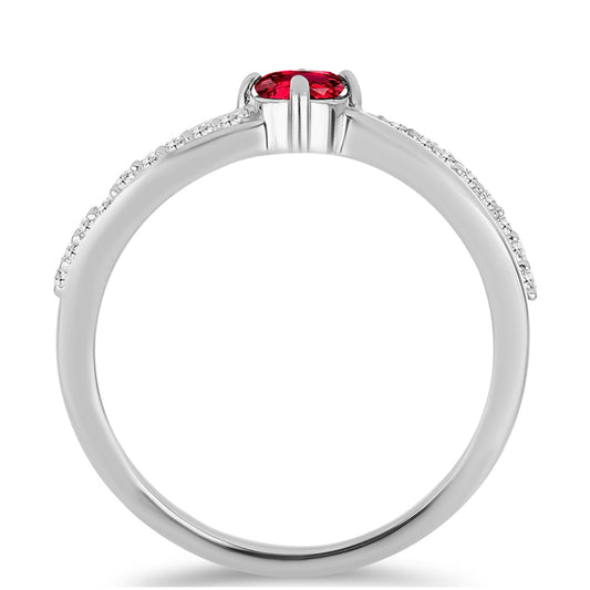 Pierścionek ze srebra próby 925 z rubelitem i białym topazem