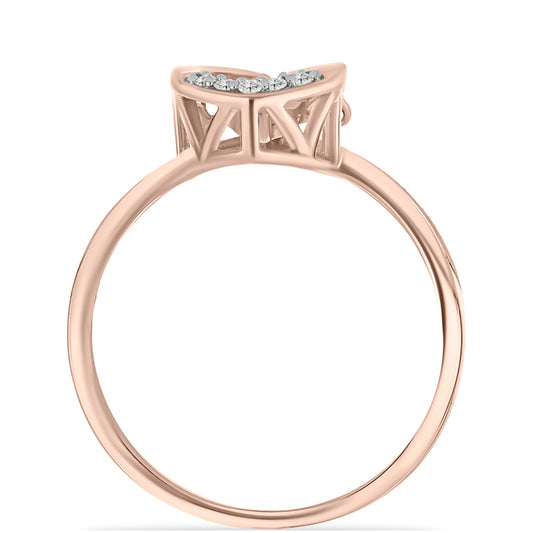 Pierścionek srebrny pozłacany z różowym Tańczącym Diamentem i białym topazem