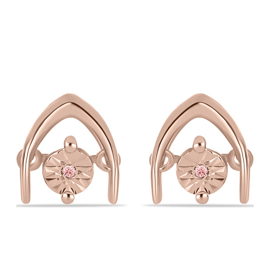 Kolczyki srebrne pozłacane z różowym Tańczącym Diamentem