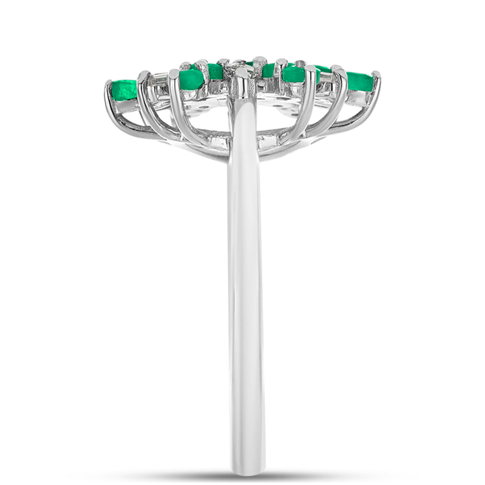 Pierścionek ze srebra próby 925 z brazylijskim szmaragdem i białym cyrkonem