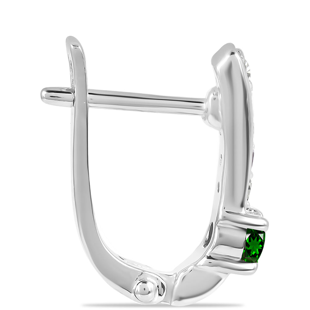 Kolczyki ze srebra próbe 925 z chromowym diopsydem i białym topazem