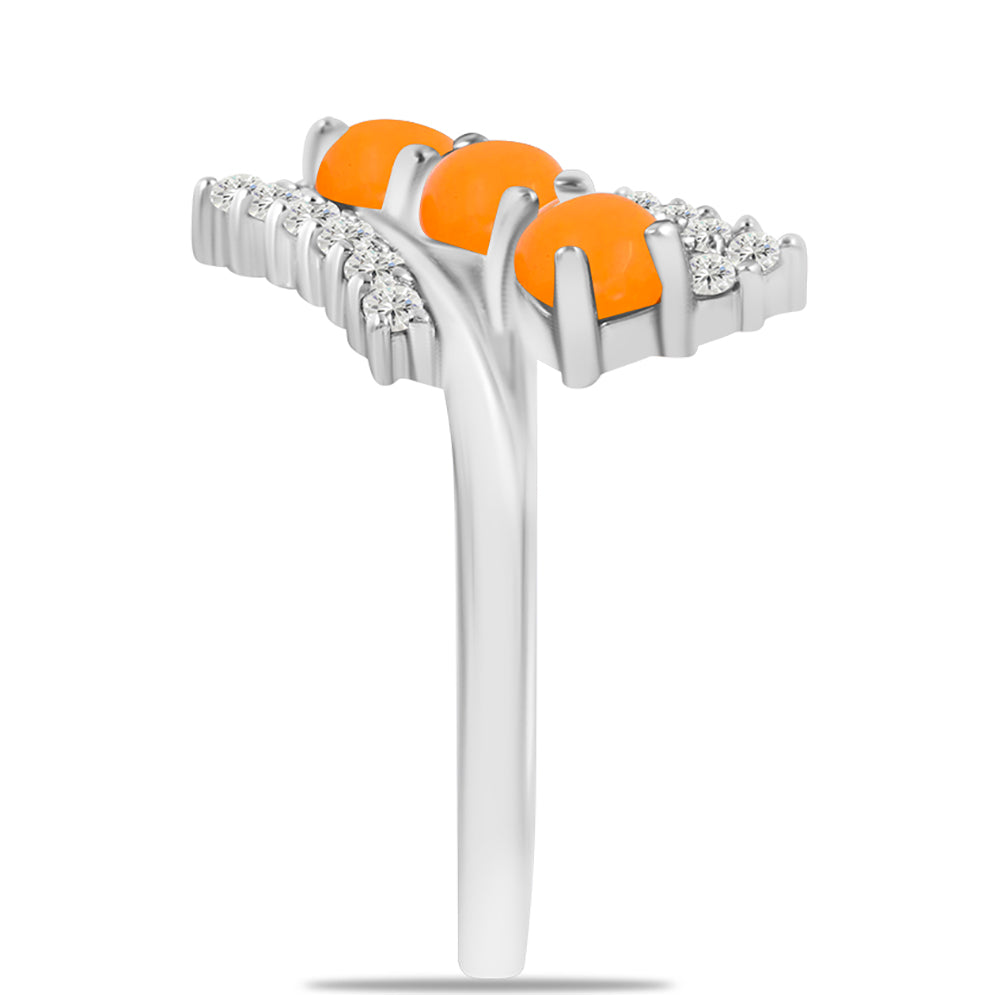 Pierścionek ze srebra próby 925 z żółtym jadeitem i białym topazem