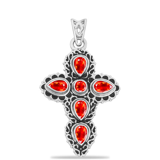 Zawieszka ze srebra próba 925 z czerwonym opalem etiopskim