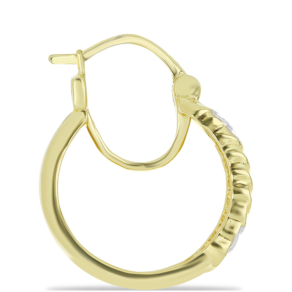 Kolczyki srebrne pozłacane z szampańskim diamentem i białym diamentem